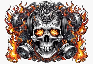 Music on fire tattoo idea