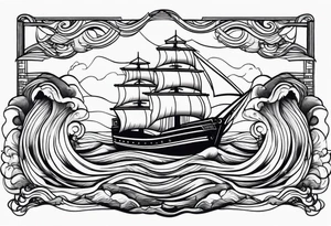 carco ship on waves tattoo idea