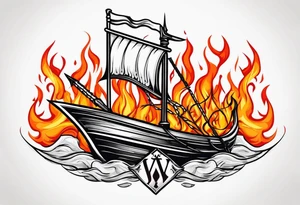 valhalla sword  funeral boat on fire tattoo idea