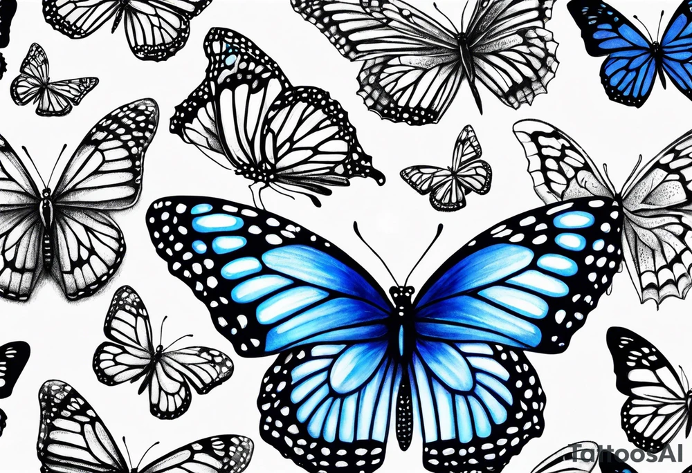 Blue monarch butterflies tattoo idea