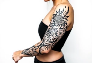 bold line shaman and indian style desingn tattoo idea