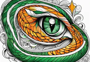 Long Snake  green orange tattoo idea