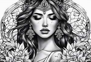 a woman crying tattoo idea
