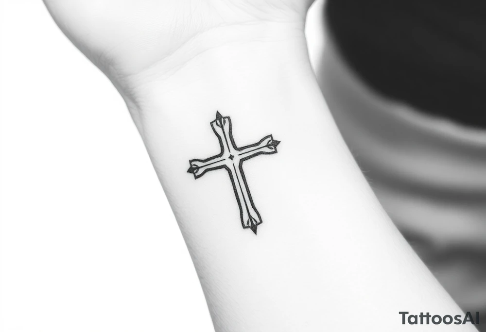 Small Jesus cross wrist tattoo idea