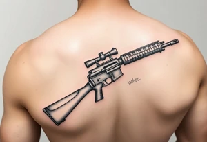 Rifle with the last name ochoa inside of it tattoo idea