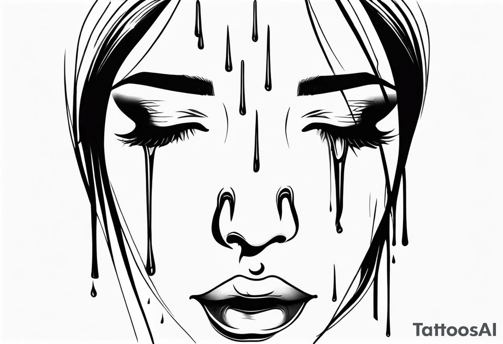crying face with tears tattoo idea