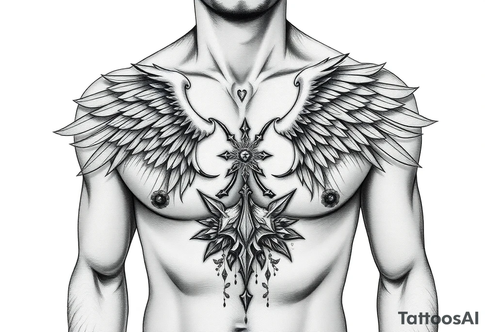 Full body of fallen angel Dante Mikha'el tattoo idea
