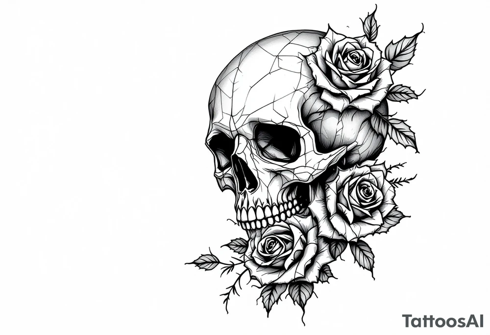 skull and roses tattoo idea