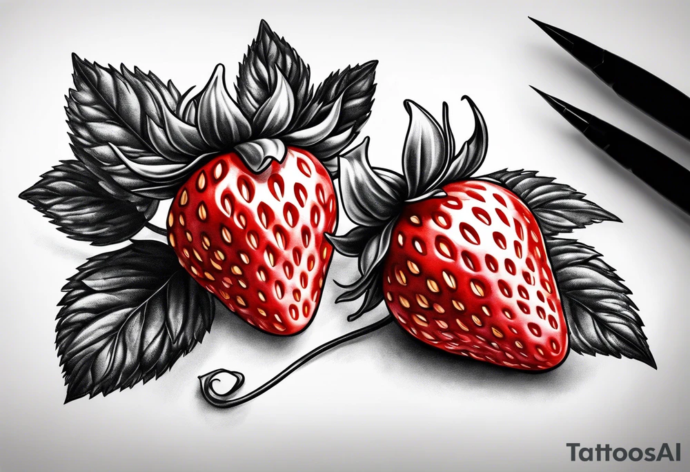 Hyper realistic Strawberry tattoo idea