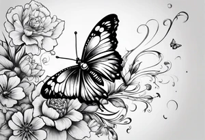 half butterfly half bee designed tattoo tattoo idea