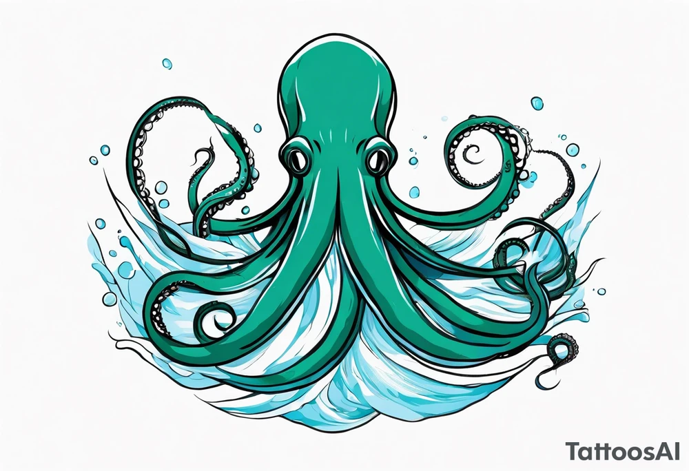 Water line with kraken tentacles coming out tattoo idea