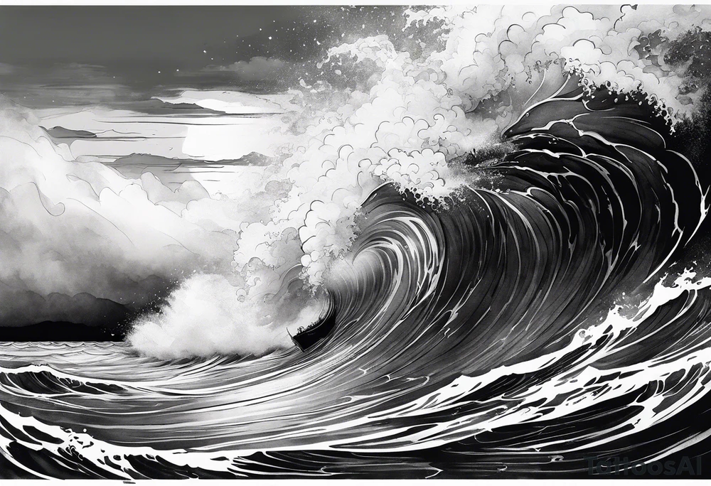 stormy sea, I am lonely and irresistible as a sea element tattoo idea