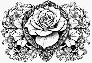 Disney's beauty and the beast flower with the poison apple from snow white and the necklace from Pocahontas tattoo idea