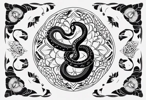 simple Snake with mandala pattern as skin tattoo idea
