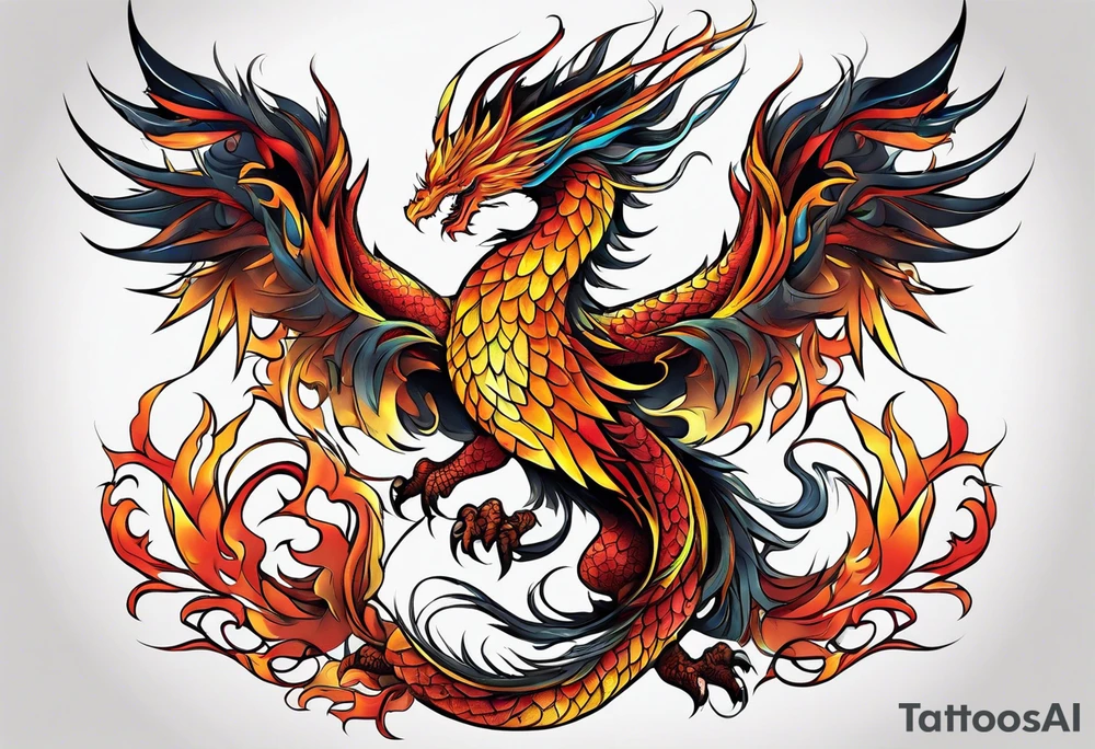 majestic  dragon and phoenix tattoo tattoo idea