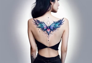 Constellation, wing , snow , géométric , flower tattoo idea