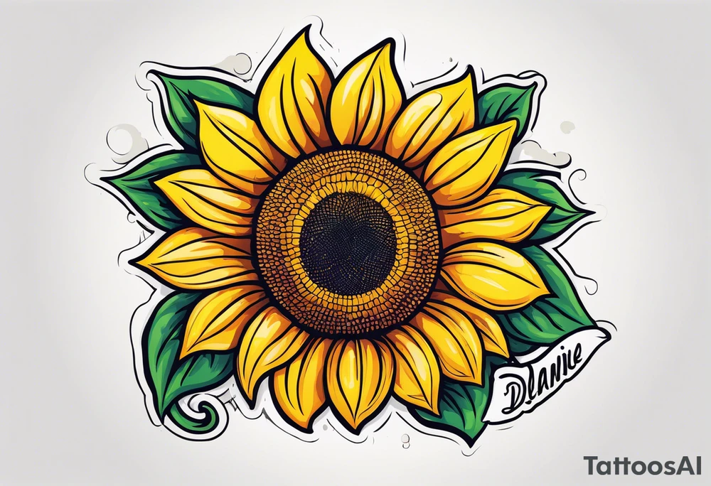 The word Delanie and incorporate a sunflower tattoo idea