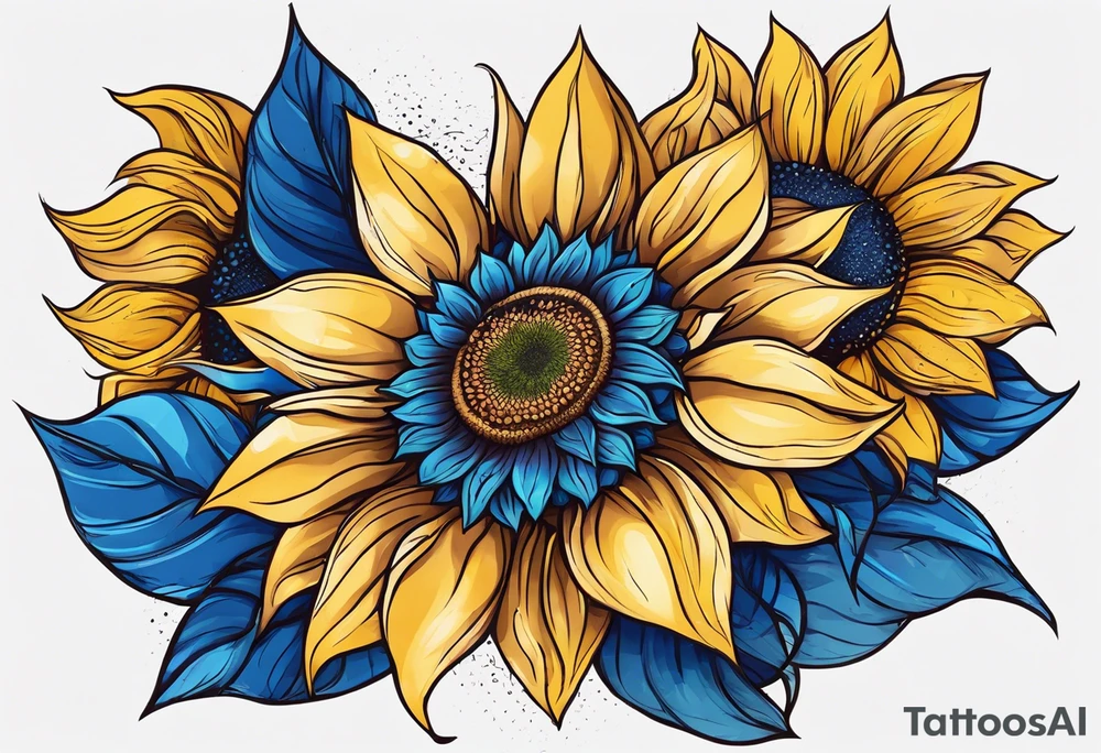 Blue sunflower tattoo idea