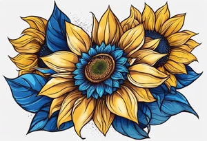 Blue sunflower tattoo idea