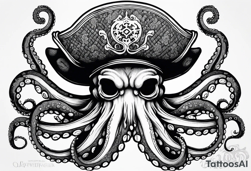 octopus wearing a pirate hat tattoo idea