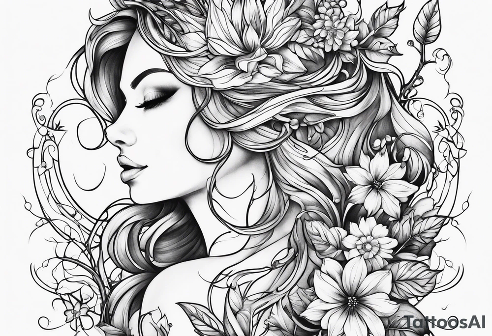 Fairy vines and flowers tattoo idea