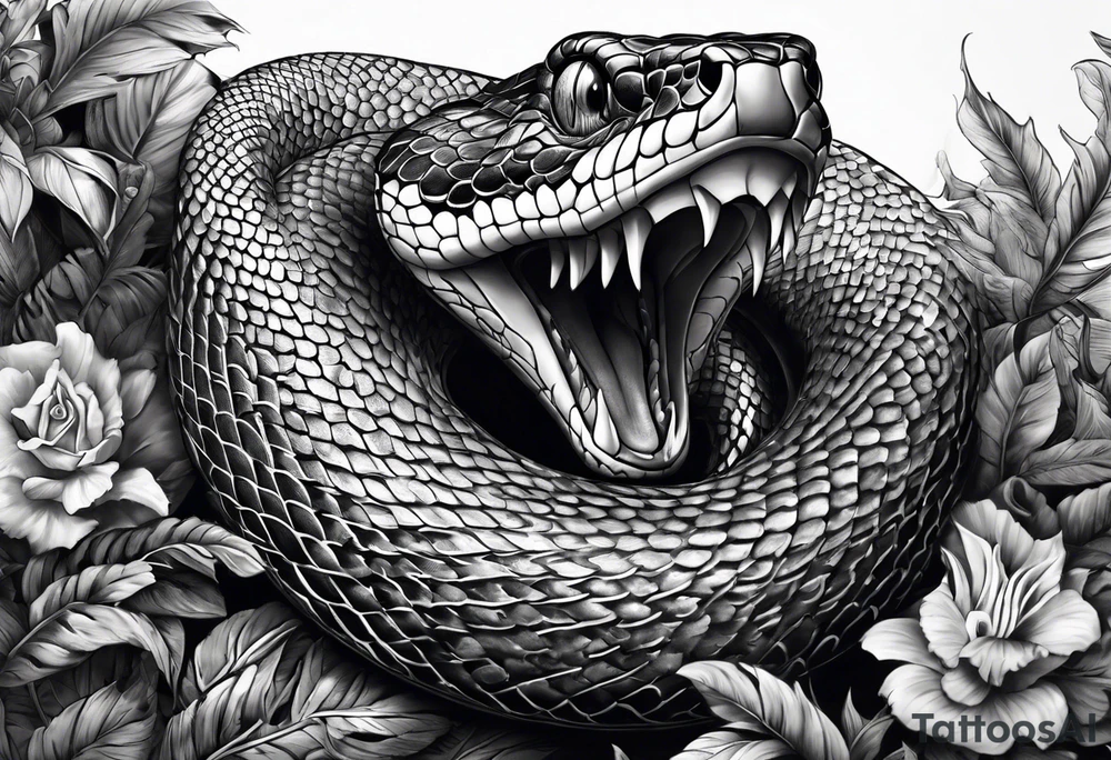 not a very long snake with an open mouth tattoo idea