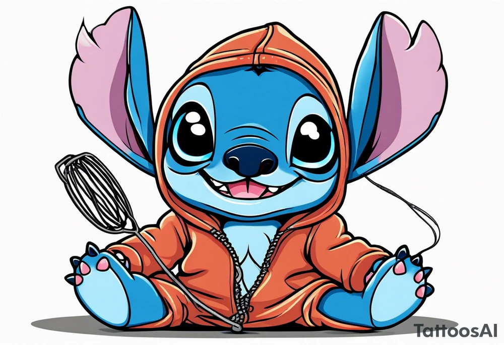 Baby stitch with welding hood and a whisk tattoo idea