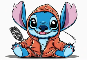 Baby stitch with welding hood and a whisk tattoo idea