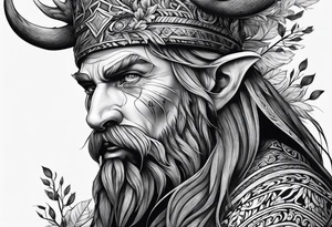 Leshy with Russian pattern tattoo idea