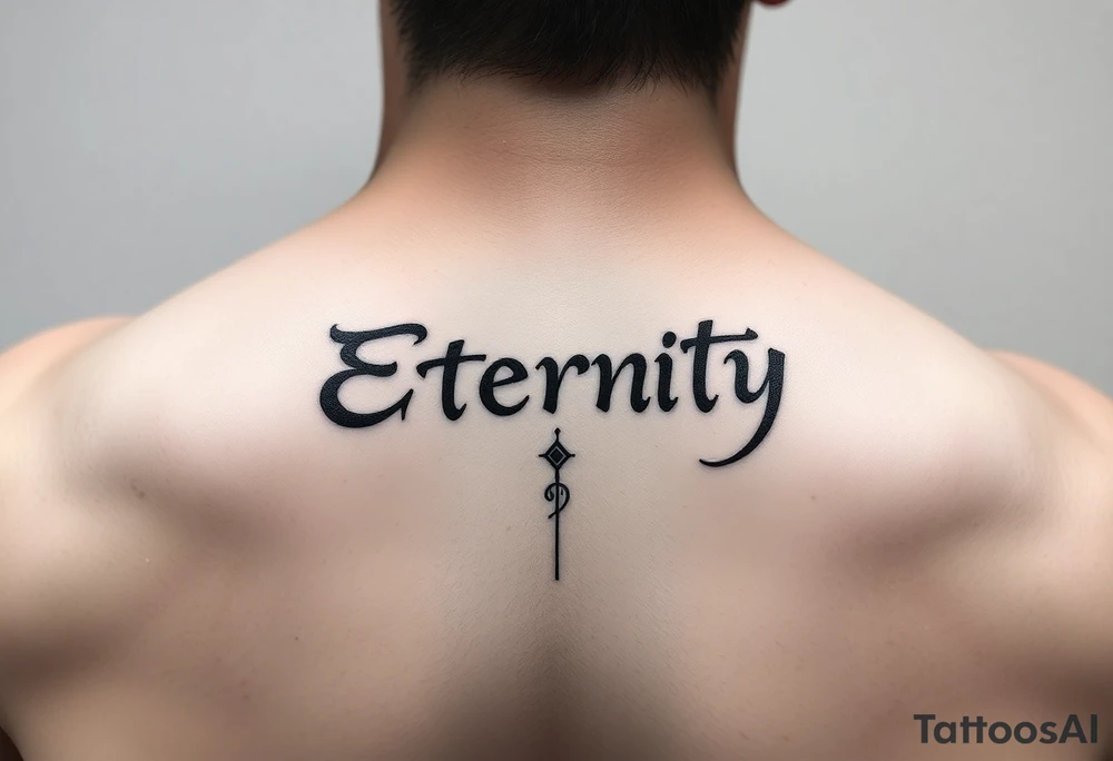Eternity in
font Japanese style going down on neck tattoo idea