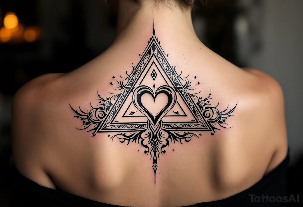 A triangle with a big heart in the center tattoo idea