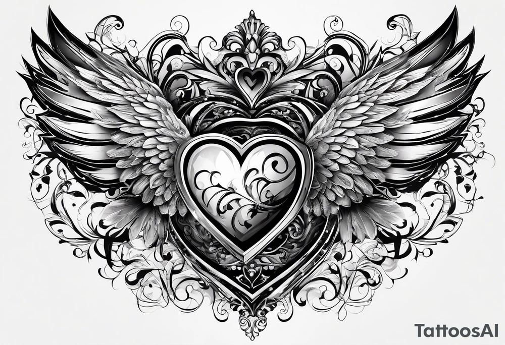 A heart in the form of the number 22 with wings tattoo idea