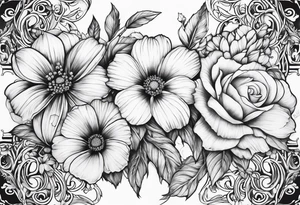 Flowing scripture with flowers tattoo idea
