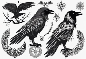 nordic style raven tattoo idea