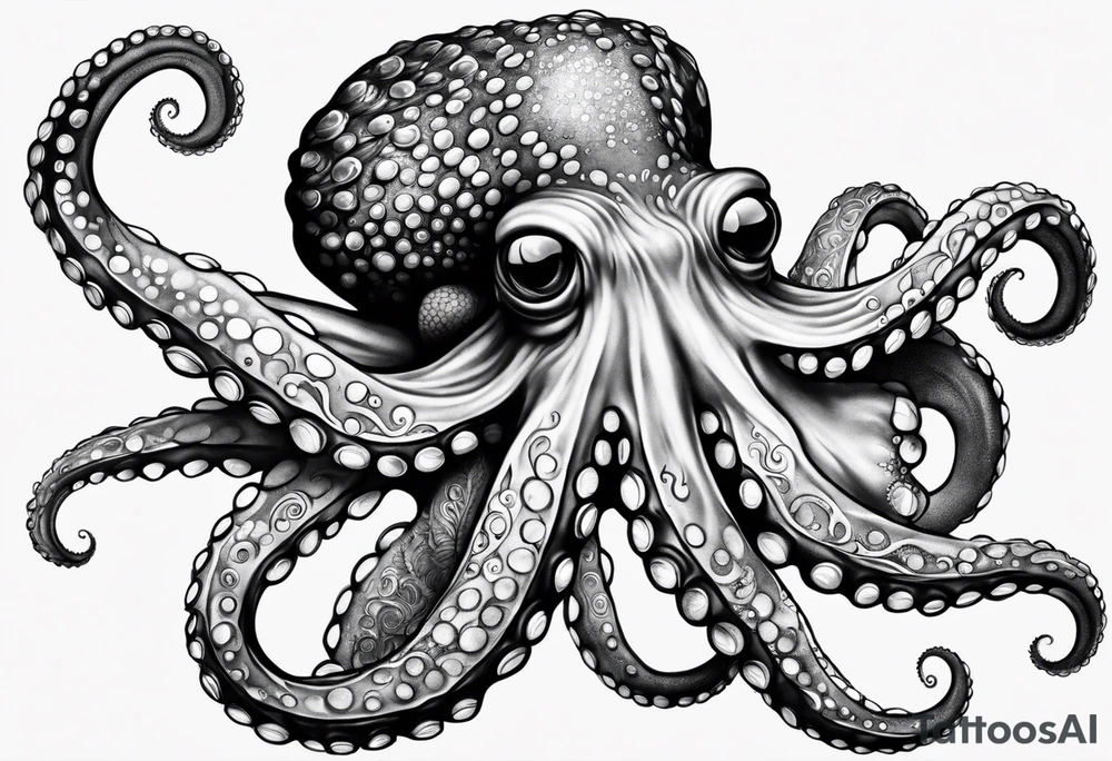 Swimming Realistic Octopus tattoo idea