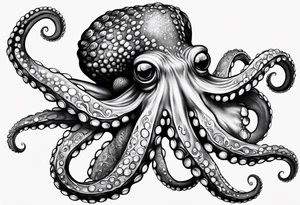 Swimming Realistic Octopus tattoo idea