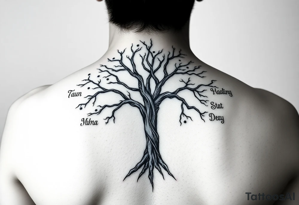 Family tree of 8 with names for woman tattoo idea