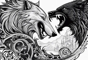 Thor Odin Loki freyha wolves and ravens tattoo idea