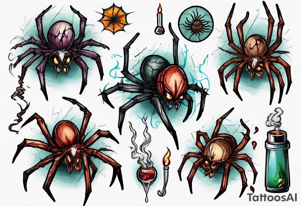 A spider smoking a joint tattoo idea