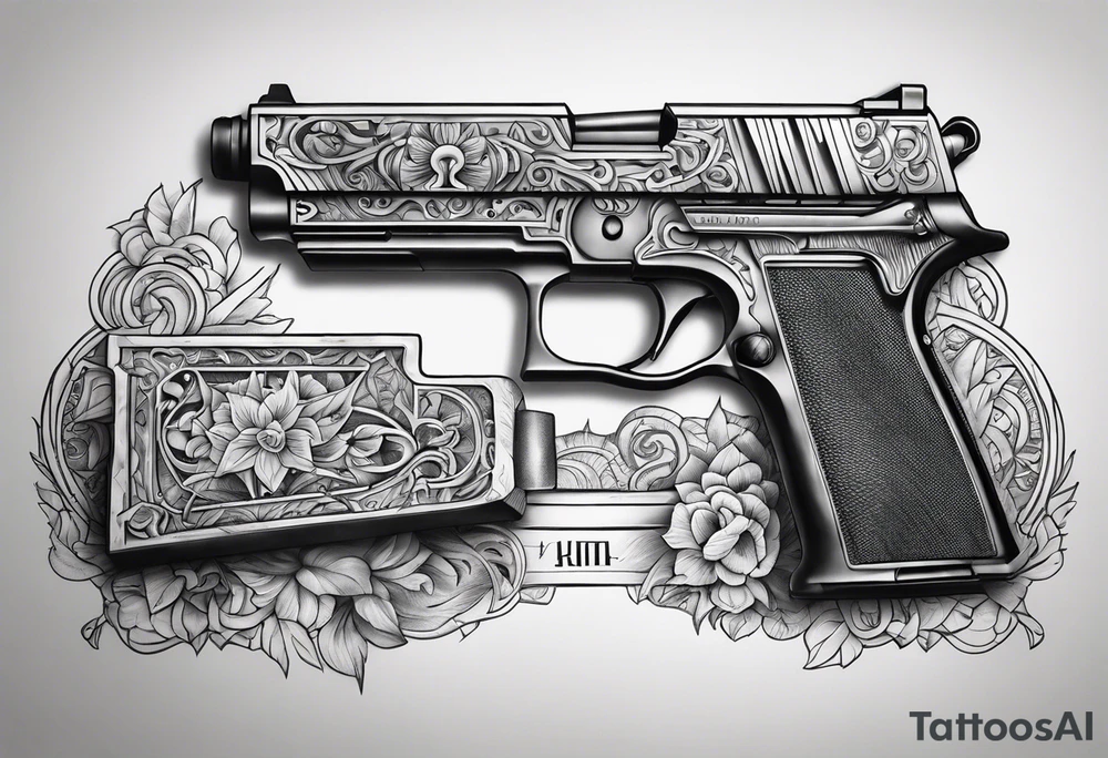 The letters AR with pistols on each side tattoo idea