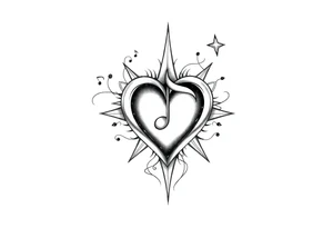 music note heart star tattoo idea