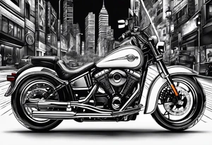 motorcycle riding at night in the city tattoo idea