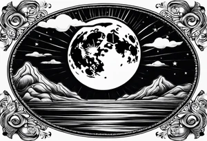 The moon rising over the ocean tattoo idea