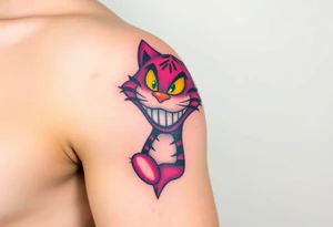 colourful Cheshire Cat from Alice in Wonderland, tattoo idea