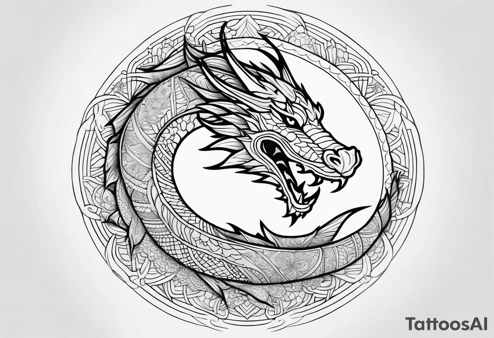Dragon Wrapped to Mandala tattoo idea
