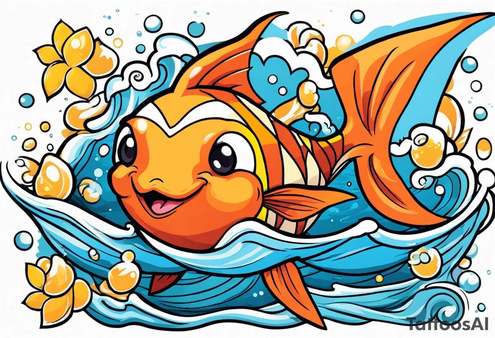 Magikarp Pokemon in the ocean. tattoo idea