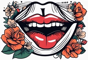 lips singing old school vintage traditional
flowers around and mouth next to microphone tattoo idea
