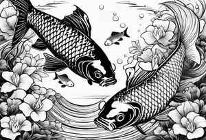 carp koi for two best friends, two names: Iris and Aurora, tattoo idea