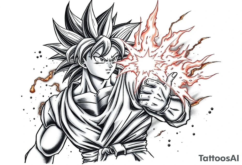 legendary dragonball z scene with energy aura and power effects tattoo idea