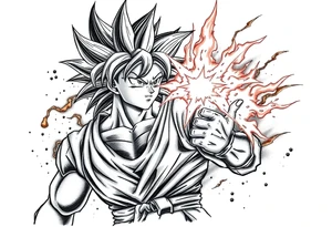 legendary dragonball z scene with energy aura and power effects tattoo idea